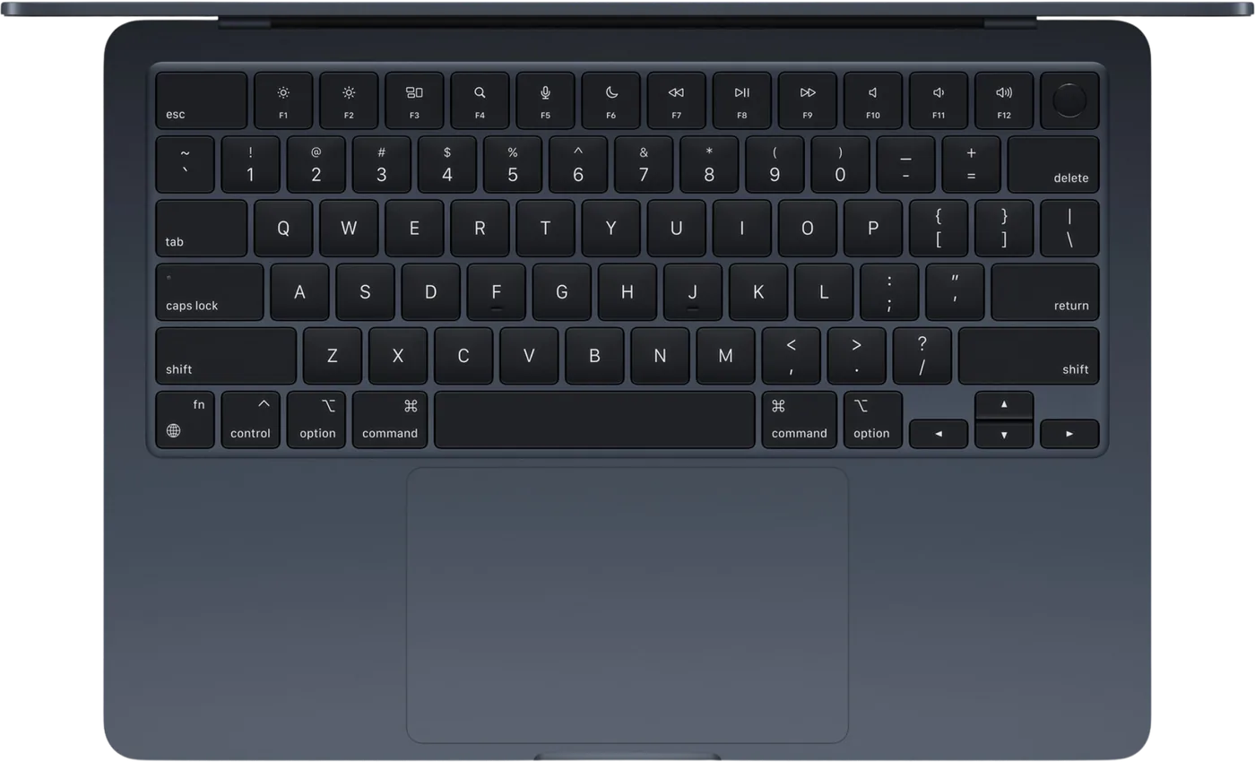Apple MacBook Air, keyboard and trackpad seen from above