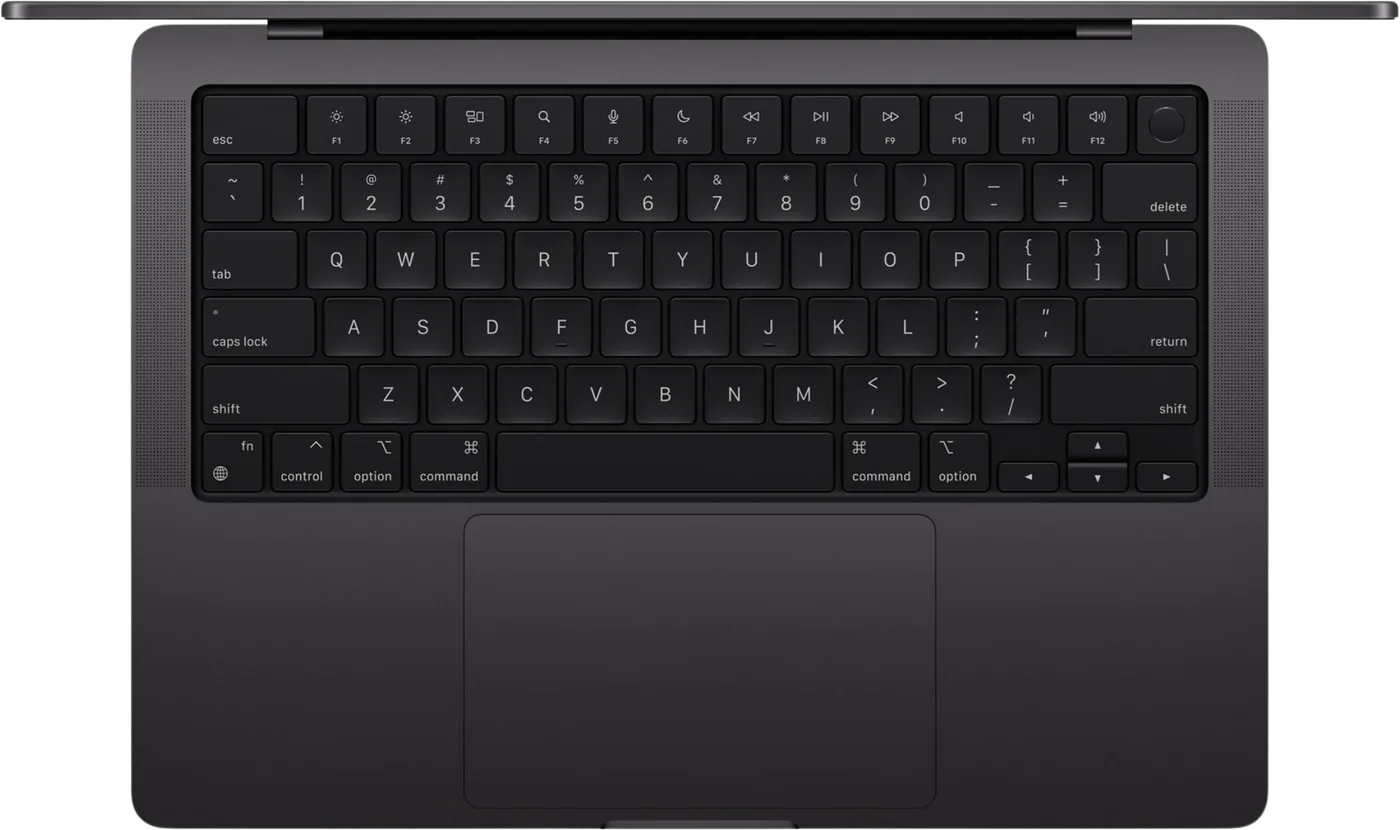 Apple MacBook Pro, keyboard and trackpad seen from above