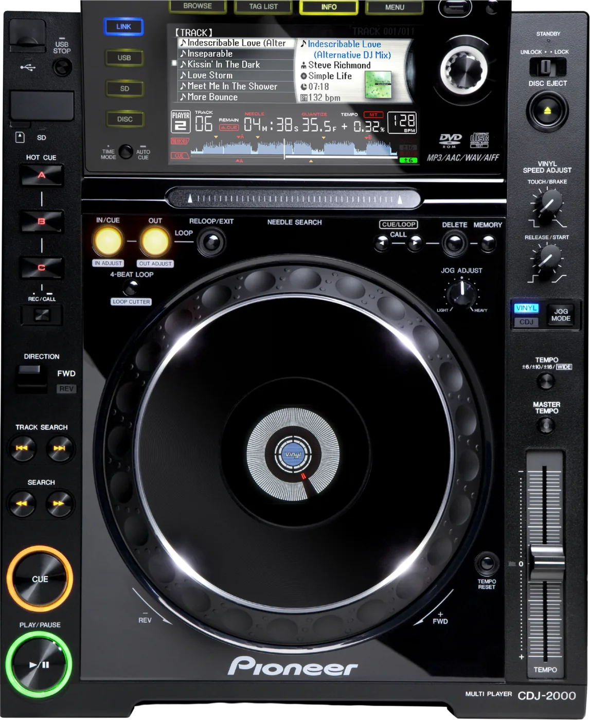 Pioneer DJ CDJ-2000 multi player control panel, top view