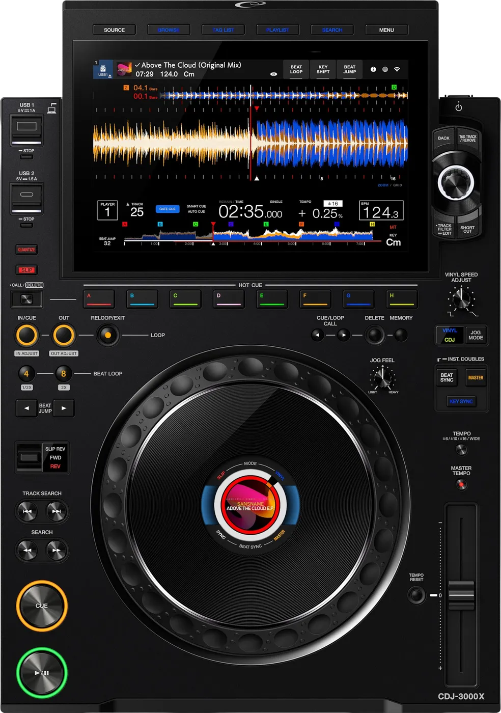 AlphaTheta CDJ-3000X media player control panel, top view