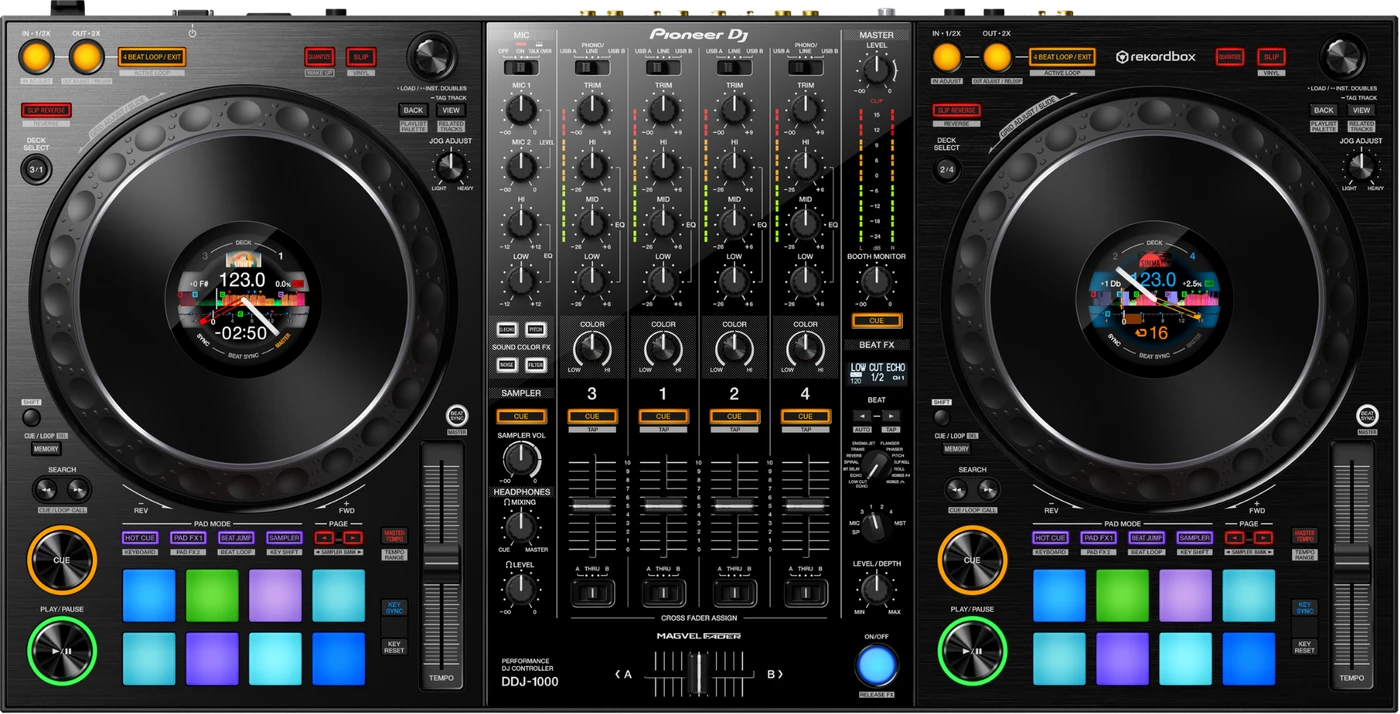 Pioneer DJ DDJ-1000 4-channel DJ controller control panel, top view