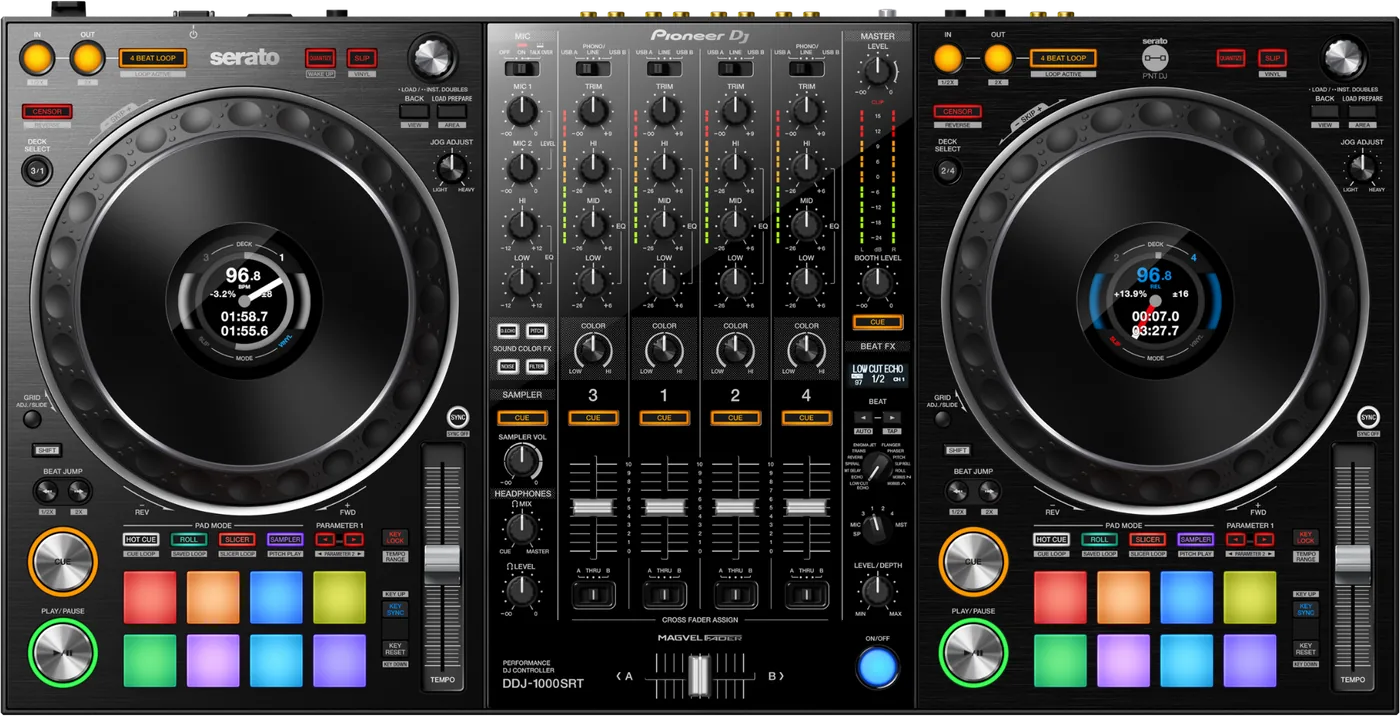 Pioneer DJ DDJ-1000SRT four channel Serato DJ controller, top view