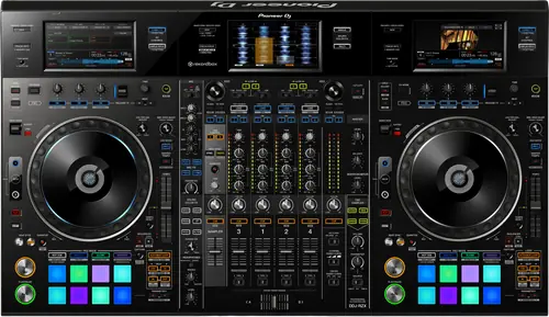 Pioneer DJ DDJ-RZX four channel rekordbox controller with three touch screens, top view