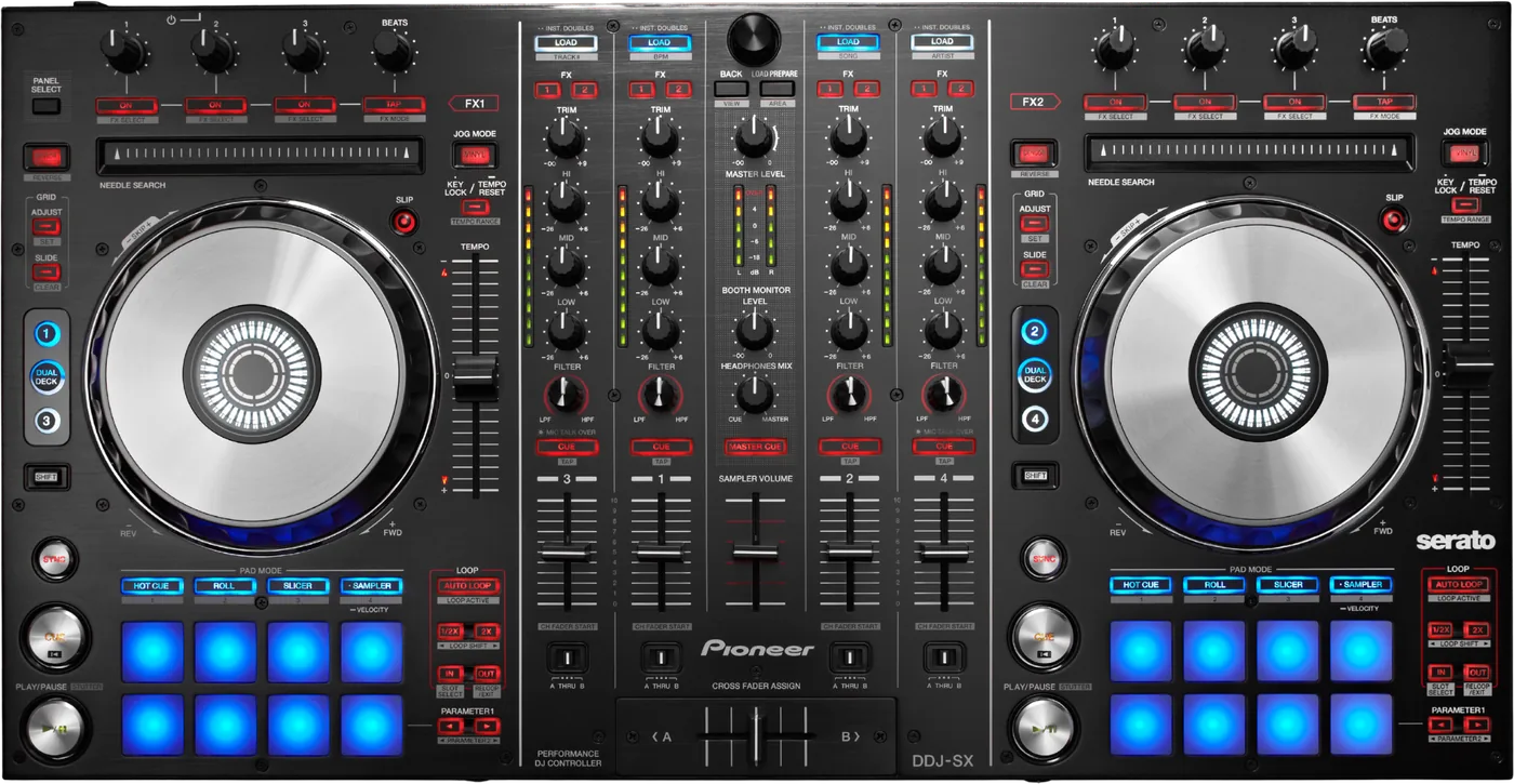 Pioneer DJ DDJ-SX four channel Serato DJ controller, top view
