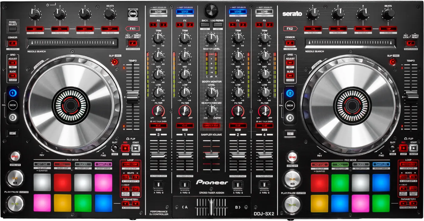 Pioneer DJ DDJ-SX2 four channel Serato DJ controller, top view