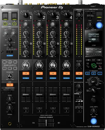 Pioneer DJ DJM-900NXS2 four-channel mixer control panel, top view