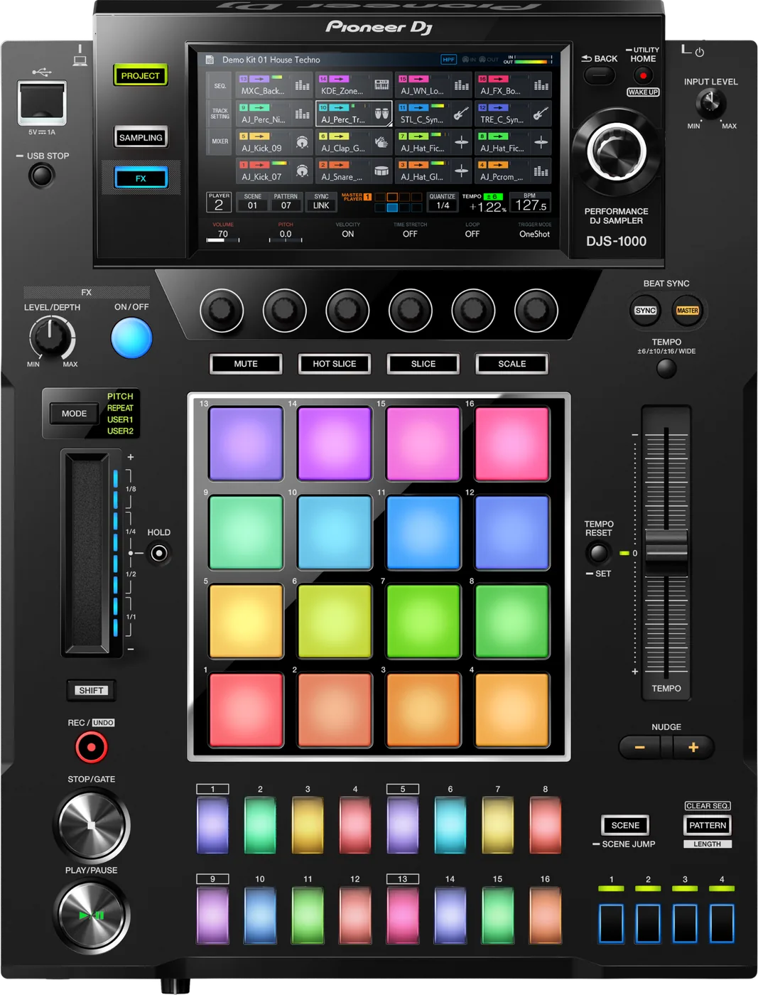 Pioneer DJ DJS-1000 standalone DJ sampler and step sequencer, top view