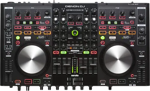 Denon DJ MC6000MK2 four channel digital DJ mixer and controller, top view
