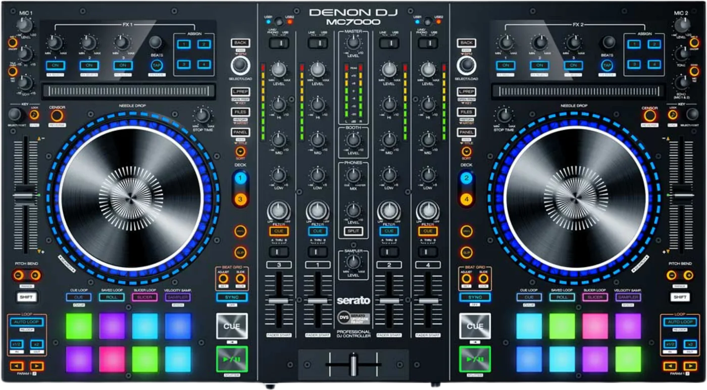 Denon DJ MC7000 four channel Serato DJ controller, top view