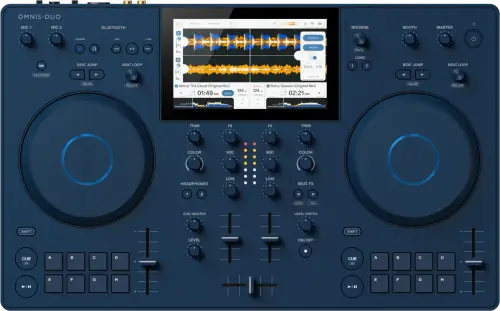 AlphaTheta OMNIS-DUO portable all-in-one DJ system, top view