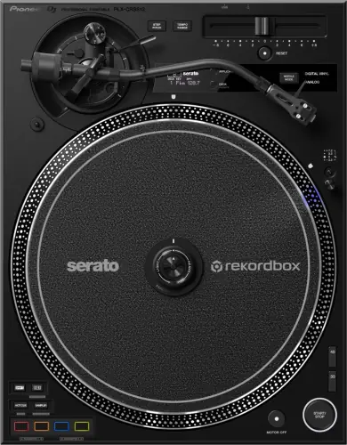 AlphaTheta PLX-CRSS12 digital-analog hybrid DJ turntable, top view