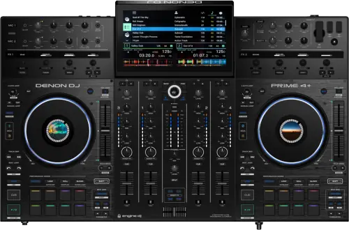 Denon DJ PRIME 4+ standalone all-in-one DJ system, top view