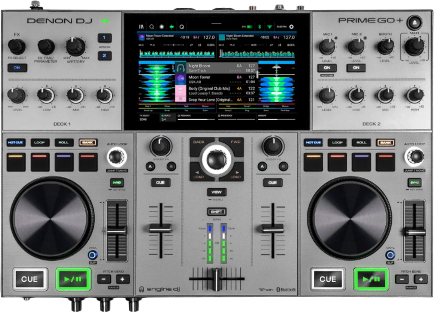 Denon DJ PRIME GO+ standalone DJ system, top view