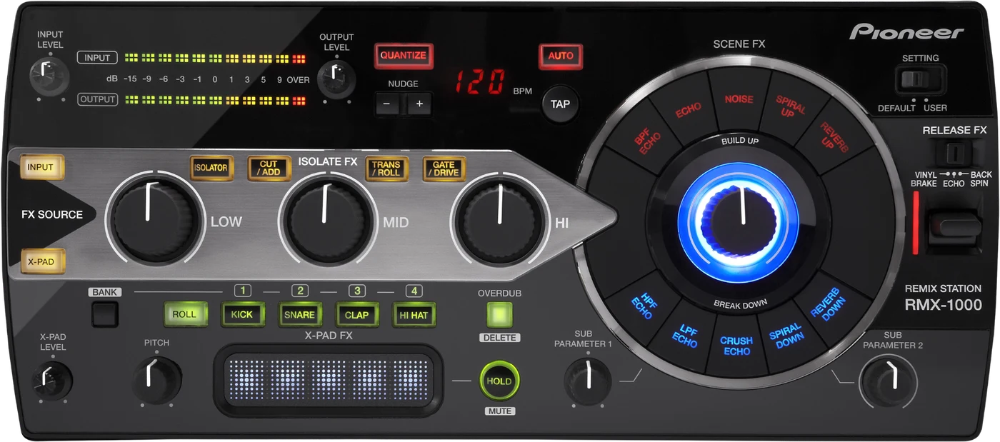 Pioneer DJ RMX-1000 remix station control panel, top view