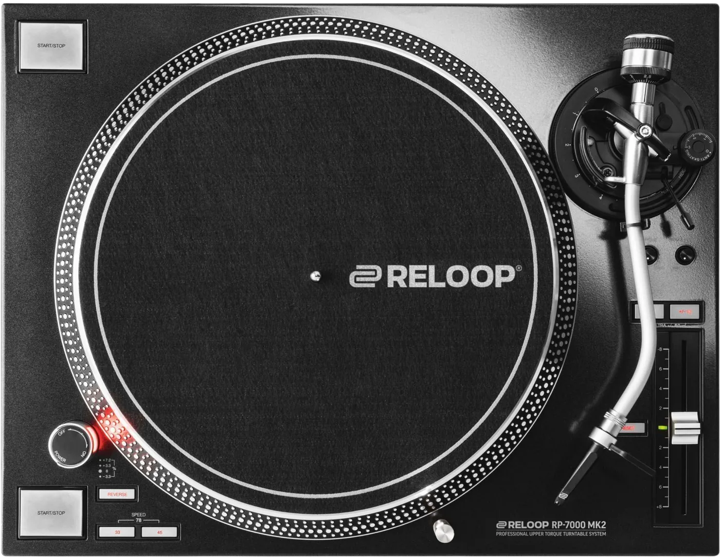 Reloop RP-7000 MK2 direct drive DJ turntable, top view
