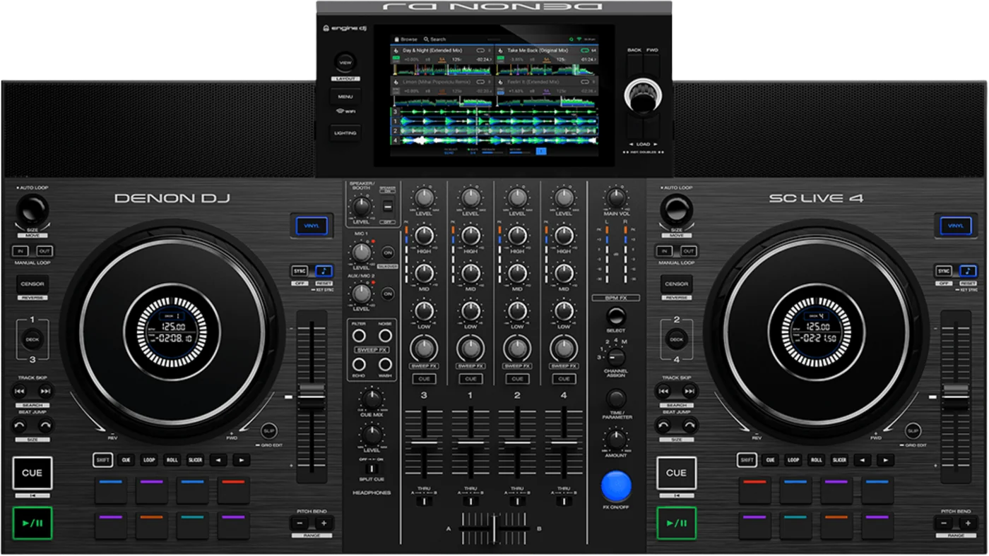Denon DJ SC LIVE 4 standalone DJ system, top view