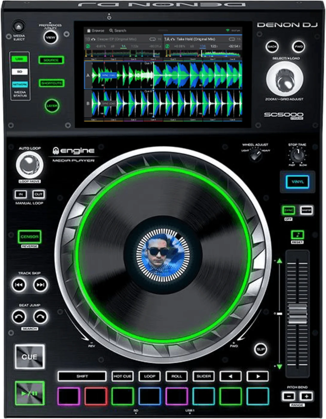 Denon DJ SC5000 PRIME standalone media player, top view