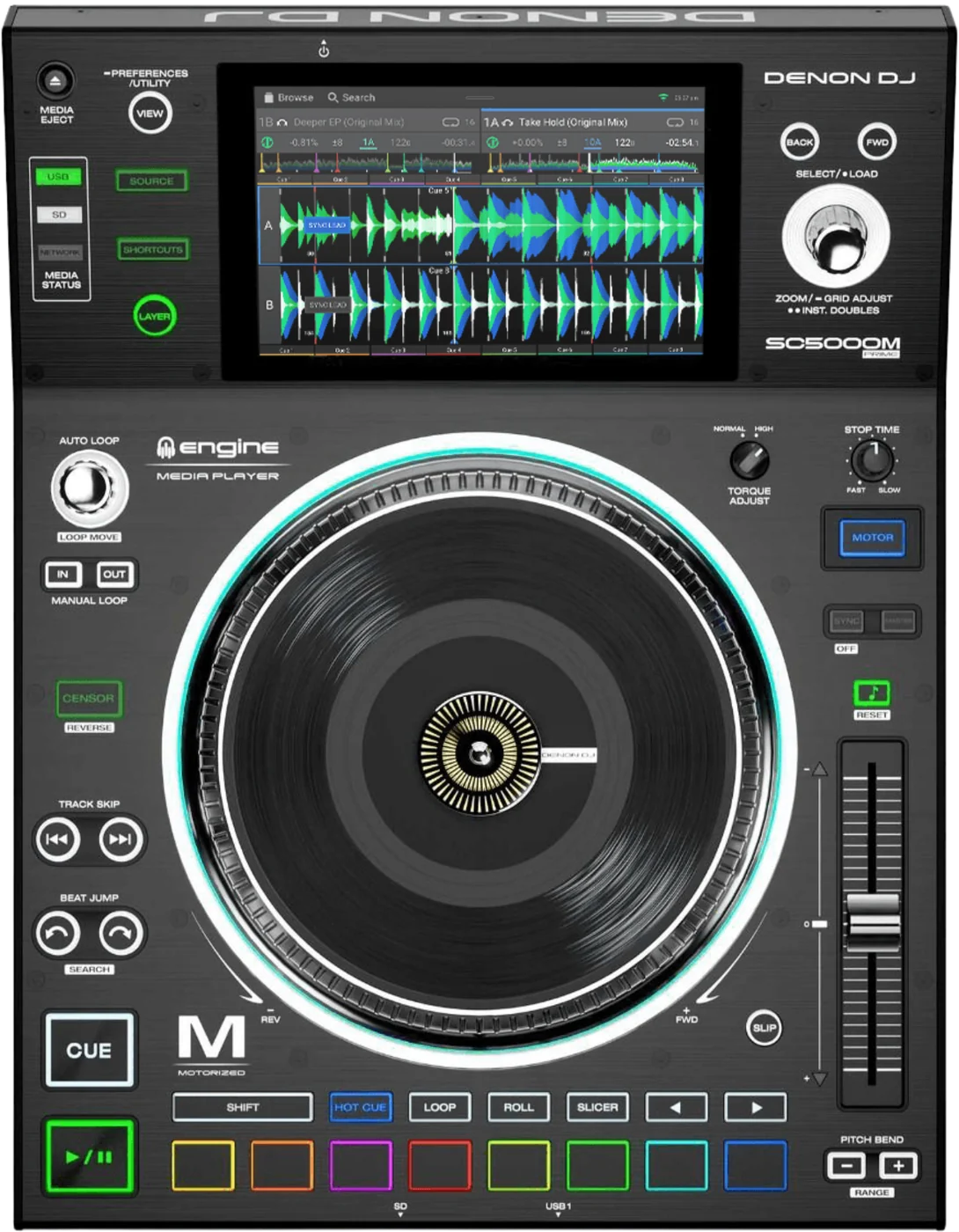 Denon DJ SC5000M PRIME standalone media player, top view