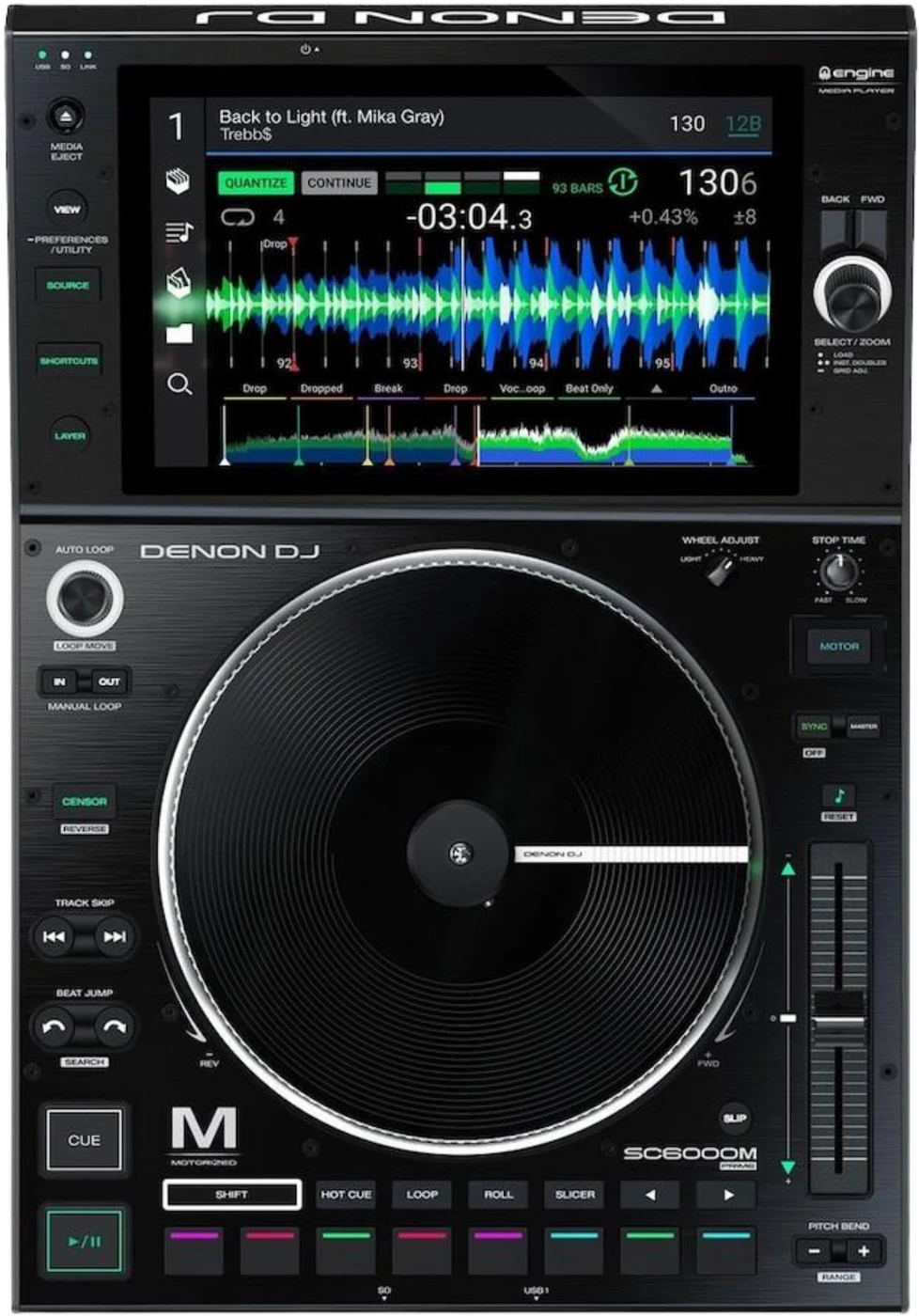 Denon DJ SC6000M PRIME standalone media player with motorised platter, top view