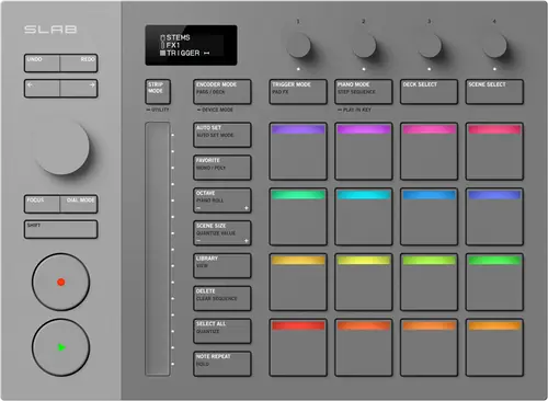 AlphaTheta SLAB MIDI hardware controller for Serato Studio, top view