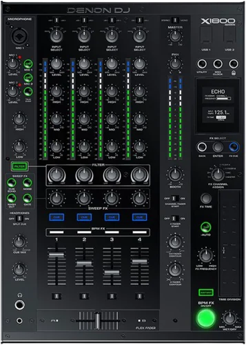 Denon DJ X1800 PRIME four channel DJ mixer, top view