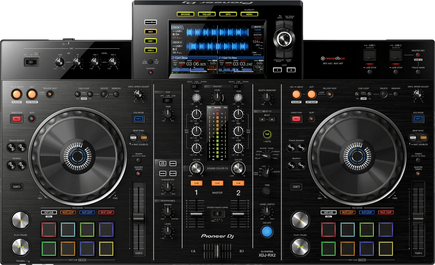 Pioneer DJ XDJ-RX2 2-channel all-in-one DJ system control panel, top view