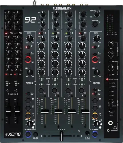 Allen & Heath Xone:92 analogue DJ mixer control panel, top view