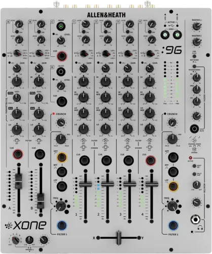 Allen & Heath Xone:96 analogue DJ mixer control panel, top view